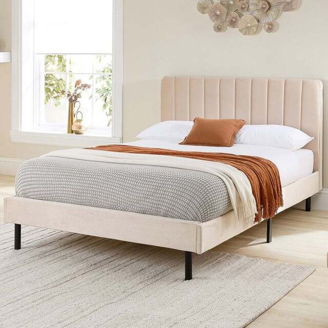 Aspire Furniture Rosella Double Cream Plush Velvet Bed Frame - Aspire Beds - Wilko - image 1
