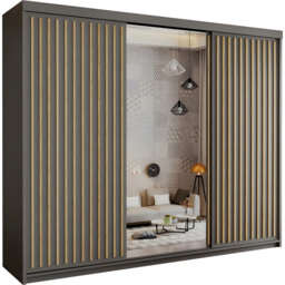 Sliding Wardrobes 4U Royal 3 Door Grey Weave Minimalist Mirrored Wardrobe 250cm - Wilko - thumbnail 3
