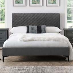 Julian Bowen Sanderson King Size Grey Velvet Bed Frame - Wilko - thumbnail 1