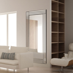 Oakley Triple Edge Bevelled All Glass Full Length Mirror 174 x 85cm - Black - MirrorOutlet - Wilko - thumbnail 3