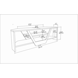 Decorotika Sares 2 Shelf Oud Oak and Black Modern TV Unit - Size: 36.8 x 120 x 35cm - Multi - Wilko - thumbnail 7