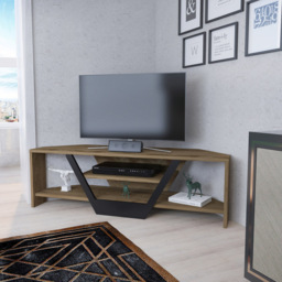 Decorotika Sares 2 Shelf Oud Oak and Black Modern TV Unit - Size: 36.8 x 120 x 35cm - Multi - Wilko - thumbnail 4