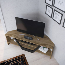 Decorotika Sares 2 Shelf Oud Oak and Black Modern TV Unit - Size: 36.8 x 120 x 35cm - Multi - Wilko - thumbnail 5