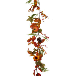 Autumnal Floral Large Pumpkin Garland - Orange - The Fall Collection - Wilko