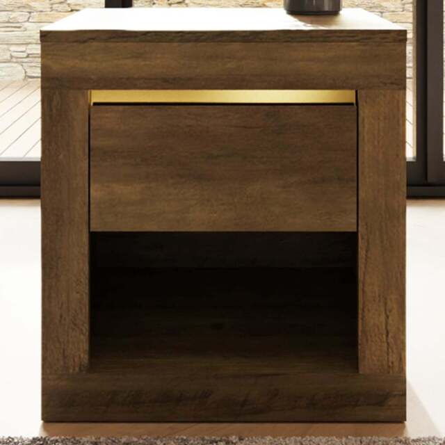 GFW Astley Single Drawer Knotty Oak Lamp Table - Size: 44 x 42 x 38cm - Brown - Wilko - image 1