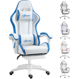 Portland Blue Racing Style Gaming Chair with Reclining Footrest - Size: 129 x 65 x 65cm - Wilko - thumbnail 3