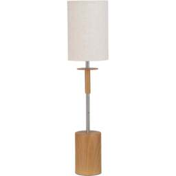 Pacific Lifestyle Bonham White Fabric Shade Natural Wood Veneer and Silver Metal Table Lamp - Size: 68 x 17 x 17cm - Wilko