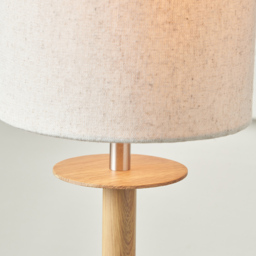 Pacific Lifestyle Bonham White Fabric Shade Natural Wood Veneer and Silver Metal Table Lamp - Size: 68 x 17 x 17cm - Wilko - thumbnail 5