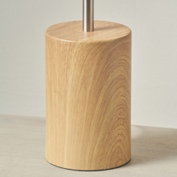 Pacific Lifestyle Bonham White Fabric Shade Natural Wood Veneer and Silver Metal Table Lamp - Size: 68 x 17 x 17cm - Wilko - thumbnail 4