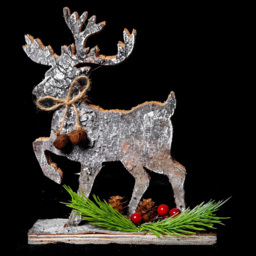 Shatchi Reindeer Birch Bark Wooden Christmas Decoration 20cm - Size: 20 x 10 x 2cm - Silver - Wilko - thumbnail 3