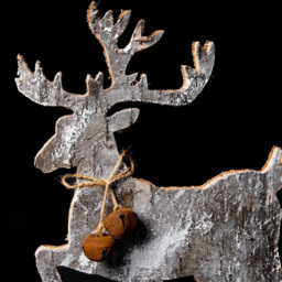 Shatchi Reindeer Birch Bark Wooden Christmas Decoration 20cm - Size: 20 x 10 x 2cm - Silver - Wilko - thumbnail 5