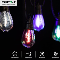 ENER-J Solar 2 Way RGB and WW LED Filament String Lights with 10 Lamps 10m - Size: 30 x 20 x 10cm - Multi - Wilko - thumbnail 6