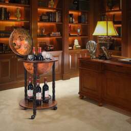 Costway Italian Styled Globe Drinks Cabinet with Wheels - Size: 57 x 51 x 35cm - Multi - Wilko - thumbnail 7