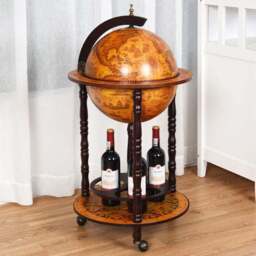 Costway Italian Styled Globe Drinks Cabinet with Wheels - Size: 57 x 51 x 35cm - Multi - Wilko - thumbnail 1