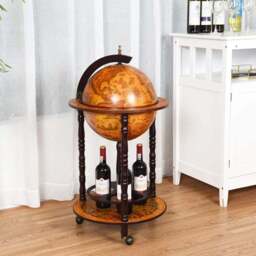 Costway Italian Styled Globe Drinks Cabinet with Wheels - Size: 57 x 51 x 35cm - Multi - Wilko - thumbnail 6