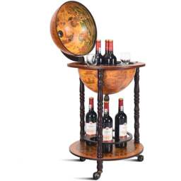 Costway Italian Styled Globe Drinks Cabinet with Wheels - Size: 57 x 51 x 35cm - Multi - Wilko - thumbnail 4