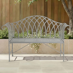Charles Bentley 2 Seater Grey Decorative Rustic Metal Garden Bench - Wilko