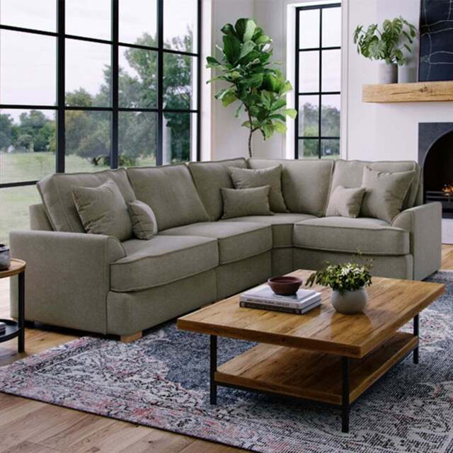 Alba City 5 Seater Fossil Fabric Left Hand Corner Sofa - Brown - Wilko - image 1