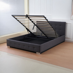 Indoor Living The Oslo King Size Charcoal Linen Gas Lift Ottoman Bed Frame with Tufted Headboard - Grey - Wilko - thumbnail 4