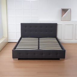 Indoor Living The Oslo King Size Charcoal Linen Gas Lift Ottoman Bed Frame with Tufted Headboard - Grey - Wilko - thumbnail 5