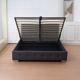 Indoor Living The Oslo King Size Charcoal Linen Gas Lift Ottoman Bed Frame with Tufted Headboard - Grey - Wilko - thumbnail 6