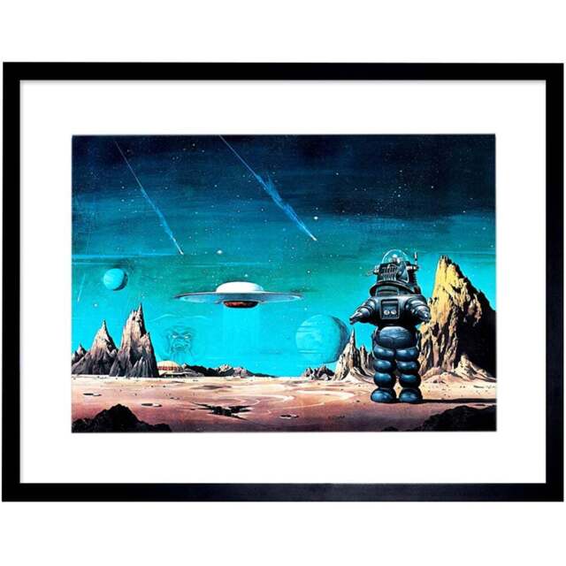 Wee Blue Coo Robby Robot Film Forbidden Planet Space Stars Framed Wall Art Print 30 x 41cm - Size: 43.3 x 33.3 x 1.5cm - Wilko - image 1