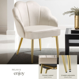 tectake Hellen Set of 4 Cream and Gold Shell Shaped Velvet Accent Chair - Size: Single - Wilko - thumbnail 4