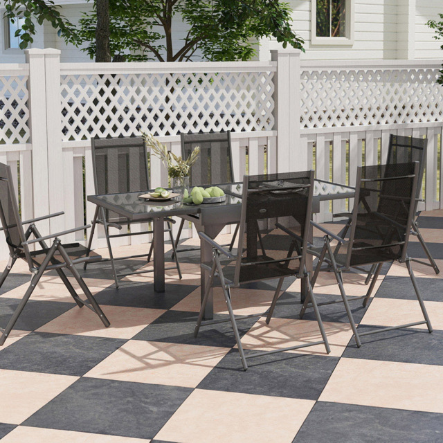 Outsunny 6 Seater Extendable Outdoor Dining Set - Black - Wilko - image 1