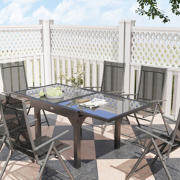 Outsunny 6 Seater Extendable Outdoor Dining Set - Black - Wilko - thumbnail 4