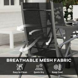 Outsunny 6 Seater Extendable Outdoor Dining Set - Black - Wilko - thumbnail 7