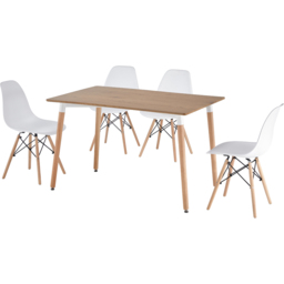 Comfy Living 4 Seater Metal Detailing Dining Set Oak and White - Wilko - thumbnail 3