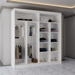 Sliding Wardrobes 4U California 2 Door White Wide Curved Mirrored Wardrobe 203cm - Wilko - thumbnail 5