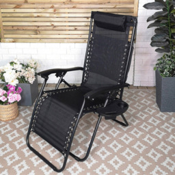 Samuel Alexander Black Multi Position Garden Sun Lounger with Canopy - Size: 1 Seater - Wilko