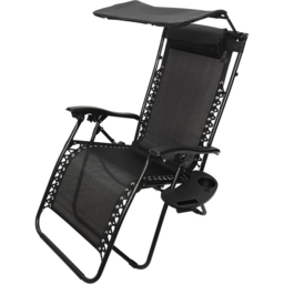 Samuel Alexander Black Multi Position Garden Sun Lounger with Canopy - Size: 1 Seater - Wilko - thumbnail 4