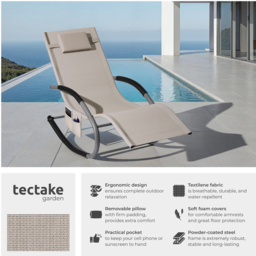 tectake Taya Beige Rocking Sun Lounger - Size: 92 x 62 x 142cm - Wilko - thumbnail 4