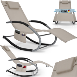 tectake Taya Beige Rocking Sun Lounger - Size: 92 x 62 x 142cm - Wilko - thumbnail 3