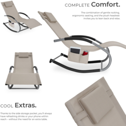 tectake Taya Beige Rocking Sun Lounger - Size: 92 x 62 x 142cm - Wilko - thumbnail 5