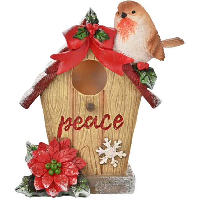 The Seasonal Gift Co. Robin Bird House Christmas Figurine - Size: 18 x 15 x 7.5cm - Red - Wilko - image 1