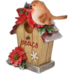 The Seasonal Gift Co. Robin Bird House Christmas Figurine - Size: 18 x 15 x 7.5cm - Red - Wilko - thumbnail 4