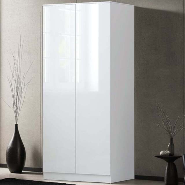 FWStyle Stora 2 Door White Gloss Wardrobe - Wilko - image 1