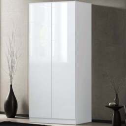 FWStyle Stora 2 Door White Gloss Wardrobe - Wilko - thumbnail 1