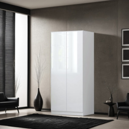 FWStyle Stora 2 Door White Gloss Wardrobe - Wilko - thumbnail 4