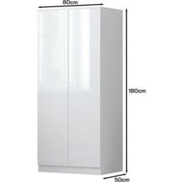 FWStyle Stora 2 Door White Gloss Wardrobe - Wilko - thumbnail 6