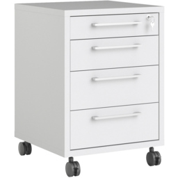 Florence 4 Drawer White Mobile Cabinet - Size: 49.1 x 48.2 x 68.2cm - Furniture to Go - Wilko - thumbnail 3