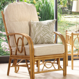 Desser Bali Beige and Cream Fabric Natural Rattan Armchair - Size: 1 Seater - Multi - Wilko