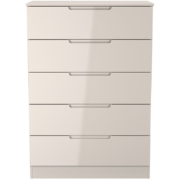 Crowndale Milan 5 Drawer Kashmir Gloss and Kashmir Chest of Drawers Ready Assembled - Kashmir Gloss & Kashmir - Wilko - thumbnail 4