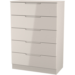 Crowndale Milan 5 Drawer Kashmir Gloss and Kashmir Chest of Drawers Ready Assembled - Kashmir Gloss & Kashmir - Wilko - thumbnail 3