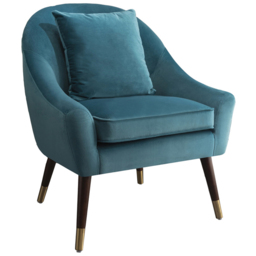 Artemis Home Octavia Teal Velvet Accent Chair - Size: Single - Blue - Wilko - thumbnail 3