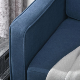 Portland 2 Seater Blue Cotton Tufted Loveseat Sofa - Wilko - thumbnail 4