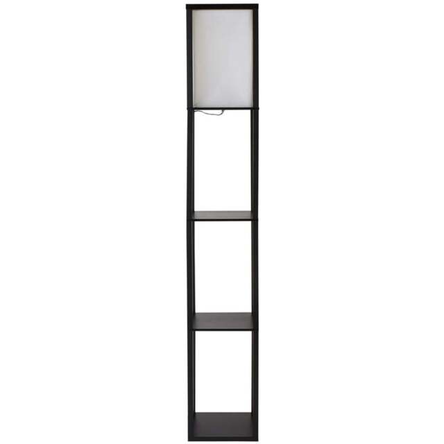ValueLights Struttura 3 Shelf Fabric Shade Black Shelving Unit Floor Lamp - Size: 159 x 26 x 26cm - Wilko - image 1